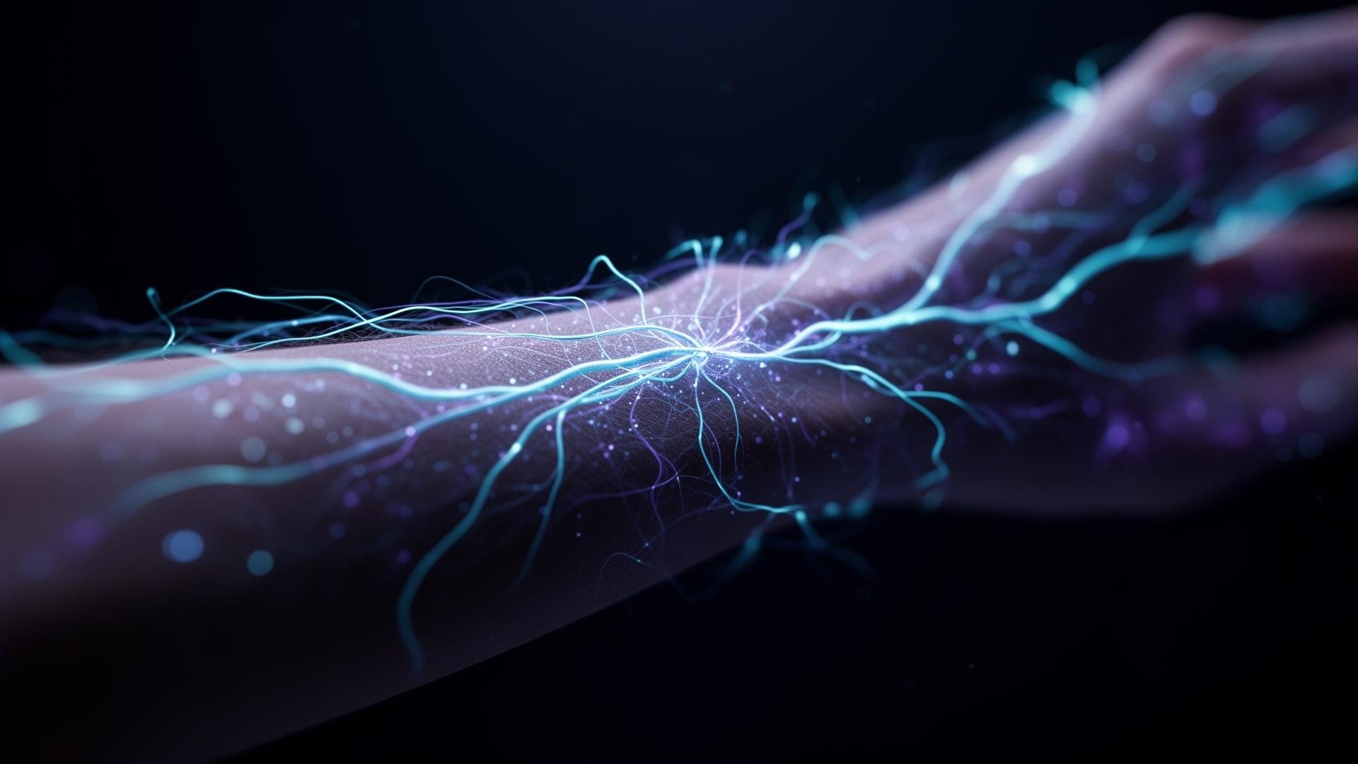 Neuromuscular signal flowing across the wrist — AI6 Labs reads intent at the source